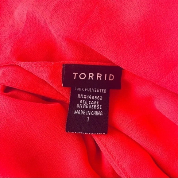 3/$22🩶 FLAW Torrid Womens Top Cami Neon Coral Chiffon Plus Size 1 1X - Picture 10 of 10